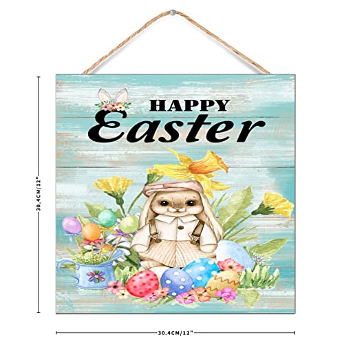 Tableau Happy Easter Bunny Family panneau bois cadeau de Pâques - 3