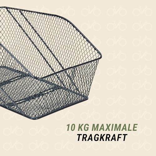 Prophete Fahrradkorb XXL, für Gepäckträger, engmaschiges Wabengitter, PE-kunststoffbeschichtet, inklusive Befestigungsmaterial, Feste Montage, max. 10 kg Tragkraft, 460 x 295 x 225 mm