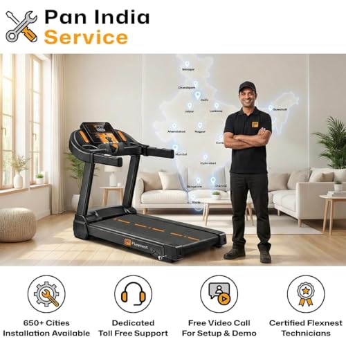 Image of Flexnest Flextread EZ Treadmill for Home Use - 4.5HP BLDC Motor, 14 km /h Speed, 120kg Capacity, Manual Incline, Bluetooth Speaker, 500+ Classes & Virtual Walks - Black