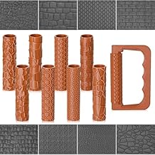 Leriton 9 Pcs Clay Texture Roller Set with Handle, 8-Pattern 3D-Printed Miniature Texture Rollers for Clay, Miniatures, Tabletop, Pottery Terrain