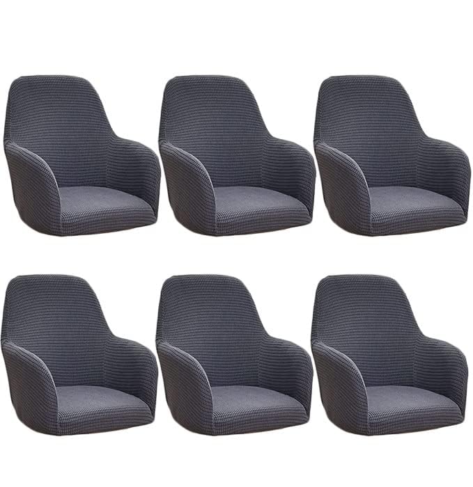 Housse De Chaises Salle À Manger 6 Pieces Couverture De Chaise Scandinaves des Accoudoirs Jacquard Housse De Fauteuil Salon Extensible Lavable pour Cuisine Décor De Restaurant