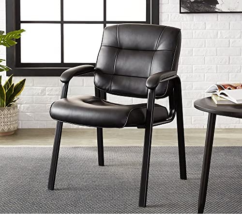 Amazon Basics Classic Faux Leather Office Desk Guest Chair With Metal Frame - Black #TOP5