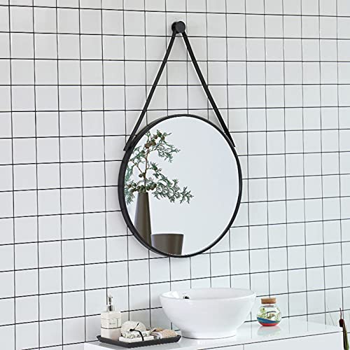 Espejo redondo negro de 50 cm: espejo de pared de hierro para baño y maquillaje 5