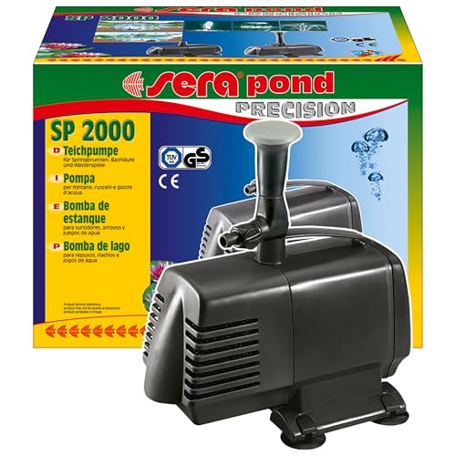 sera Pond SP 2000 Teichpumpe | Mini Wasserpumpe für Springbrunnen & Gartenteich | Saugfüße für sichere Montage | Aquarium Pumpe | Variables Wasserspiel inkl. | 98 Watt & 2470 l/h | 3,6 m Strahlhöhe