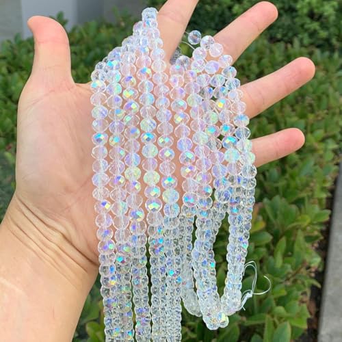 Image of 140pcs Czech Faceted Rondelle Crystal Glass Beads 8mm Bulk Crystal AB