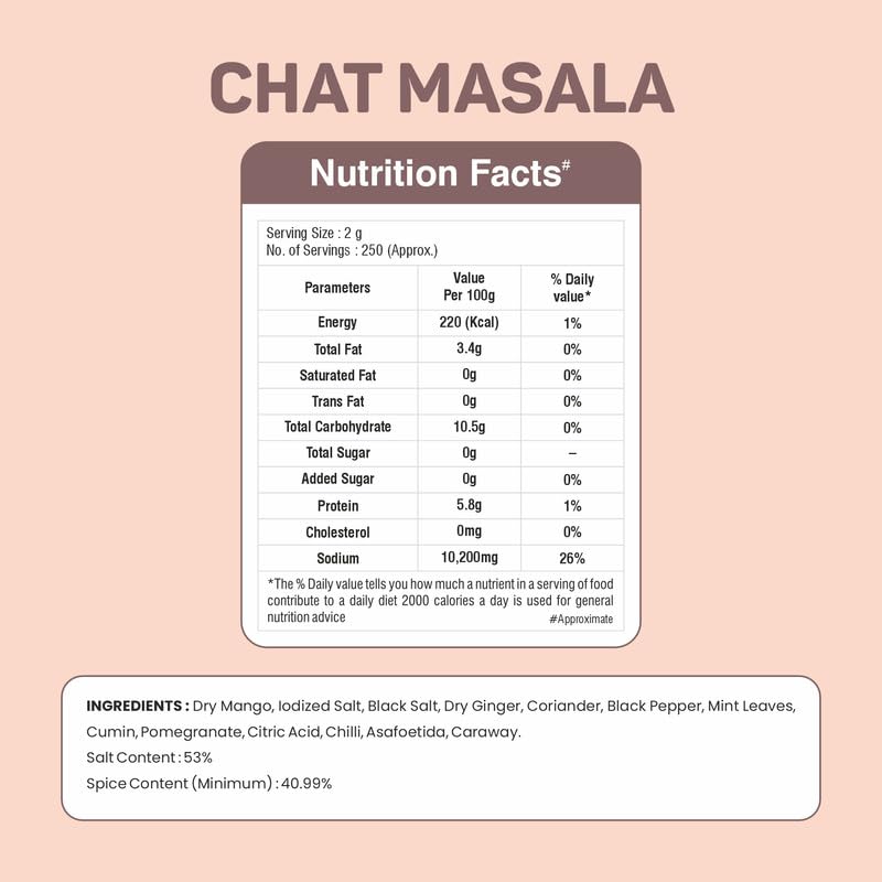 Image of Adani Spices | Chat Masala Powder, 100gm -Authentic Taste of Gujarat All Natural ingredients | No Added Preservatives Pack of 2
