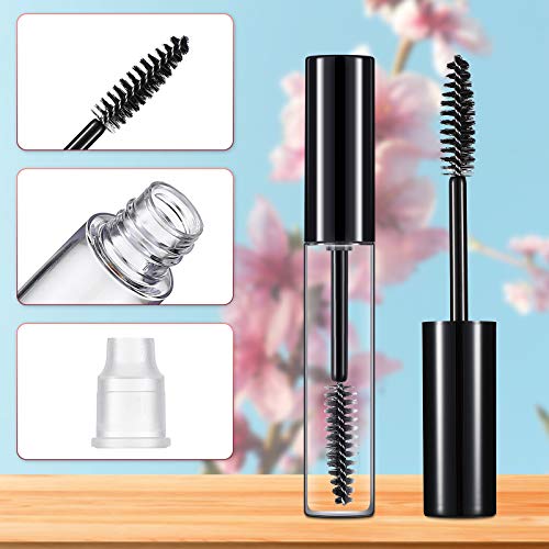 Patelai 12Pcs 10ml Empty Mascara Tubes Set Includes 4 Eyelash Serum Container Bottles, 4 Liquid Eyeliner Containers, 4 Funnels for Castor Oil DIY Mascara Empty Eyelash Serum Tube Set3
