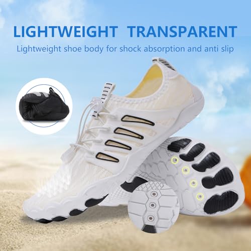 Image of SIOSNETA Hike Barefoot Shoes for Women Men, Breathable Non-Slip Athletic Footwear, Wide Toe Water Shoes for Hiking, Non-Slip Neuropathy Shoes for Women Men, Grounded Comfort wear White Black