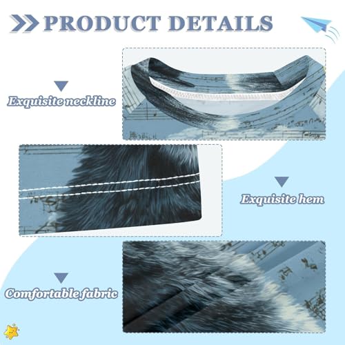 Boys Short Sleeve T-Shirts Music Note Wolves Rashguard Kids Swim Shirts Sun UPF 50+3