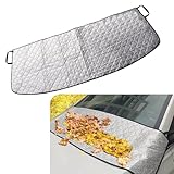 ZBGUN 1 PC Car Front Windshield Trough Cover, 66.9" x 17.7" Foldable Dust Frost Wiper Cover, Elastic Band + Suction-Type Quick Installation Four-Season Universal Vehicle Essential Parts (Silver)