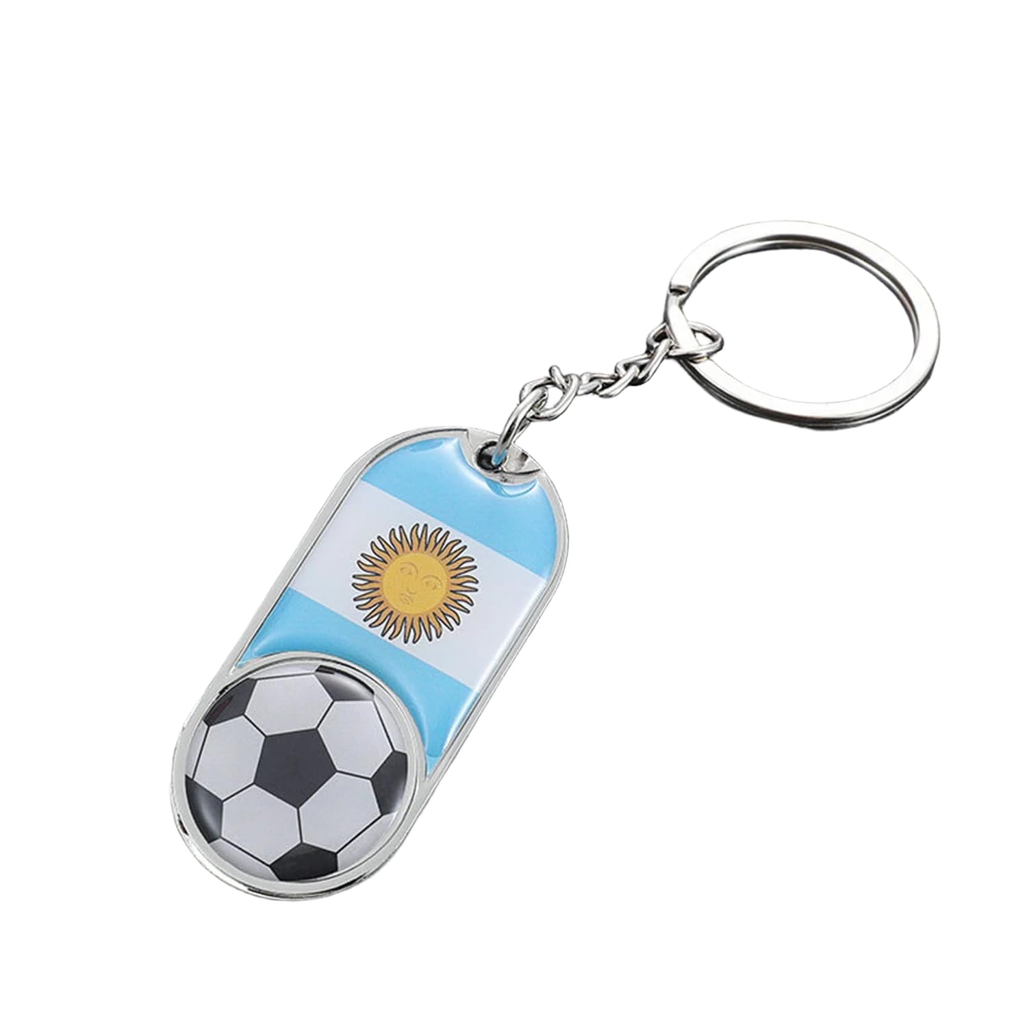 YAZVNTO Football Fan Keychain with Argentina National Flag Design Keyring, Portable Metal Key Chain for Soccer Supporters, International Tournament Fan Gift Souvenir Accessory,A Style-a