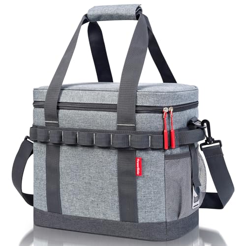 PeranoRidia Nevera Portatil 20L, 12 Horas de Refrigeración, Bolsa Nevera Isotermica Porta Alimento Grande con múltiples Asas, Bolso Termica Plegable para Camping, Picnic, Playa