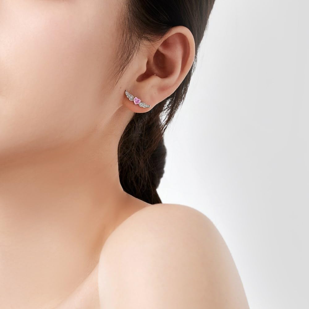 Orecchini Ali Cuore Diamante Rosa 925 Orecchini Da Donna Angelo Custode Ispirato Gioielli Da Indossare Tutti I Giorni Un regalo per lei