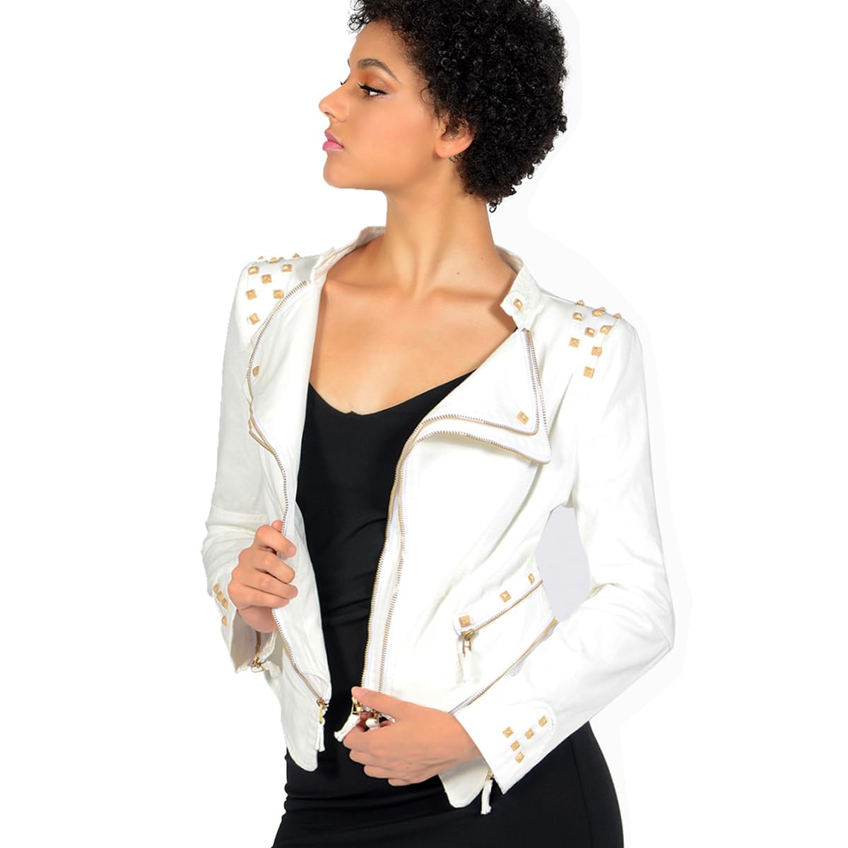 Fashion SX Womens classic tailcoat fashion Shaping denim jacket inlaid with punk motorcycle riding suit