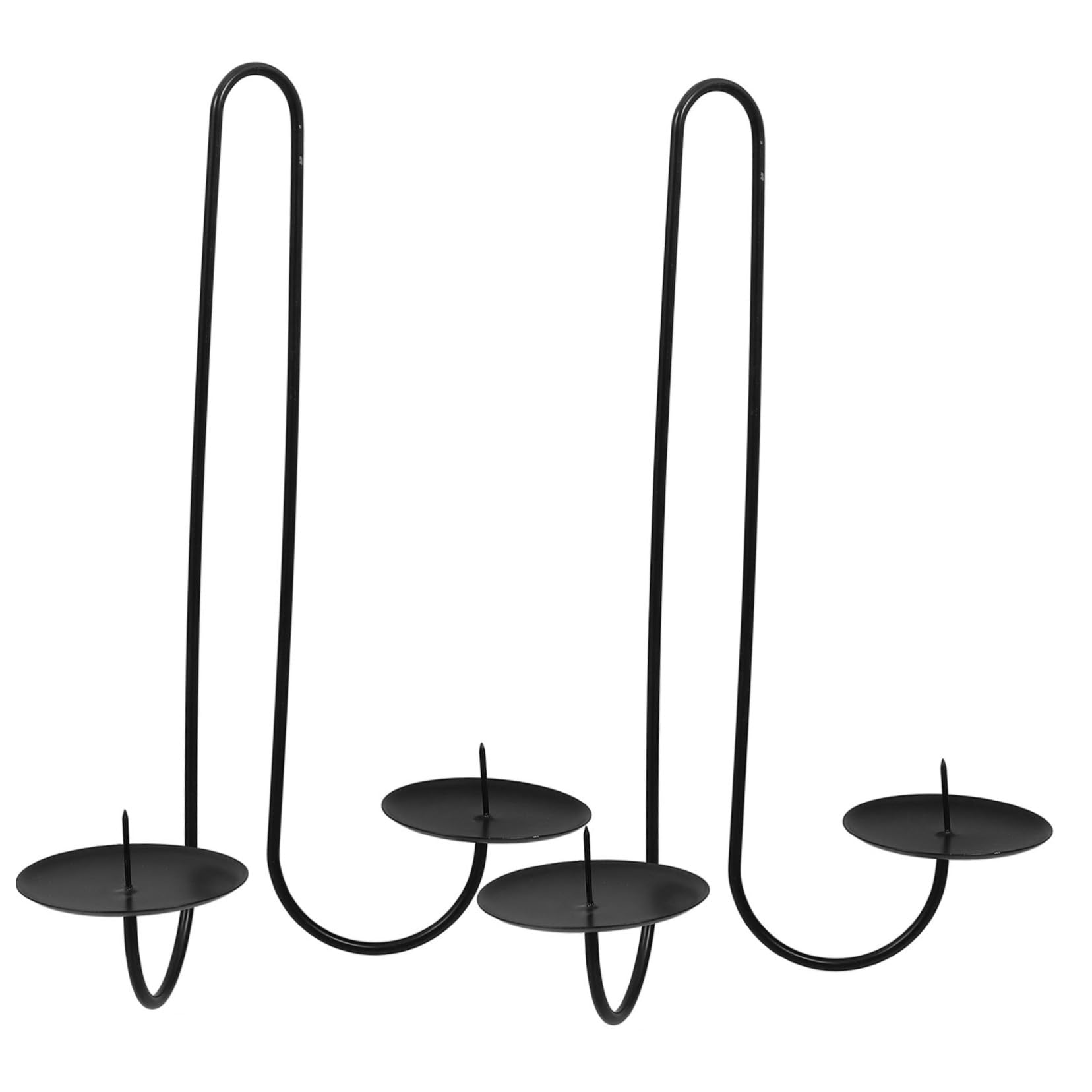 Unomor 2pcs Double Arm Iron Wall Sconces Elegant Candle Holders for Fireplace Living Room Wedding Decor Modern Design for Rustic Contemporary