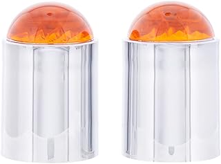 United Pacific 86071 Chrome Plastic Dome Style Replacement Lens & Guide Top Base for Bumper Guides, Thread-On Guide Tops - Amber â€“ Pack of 2