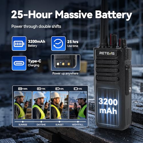 Image of Retevis RT29G Constuction Walkie Talkies Long Range with Repeater Kit,4Pack