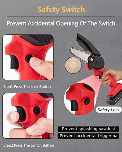 Elektrische Kettensäge, Mini-Elektro-Säge Akku-Handkettensäge Batteriebetrieben, Einhand-0,7 kg Leichtgewicht für die Landwirtschaft, Akku-Kettensäge Garten und Ranch, Bäume schneiden Holz,black – Bild 7