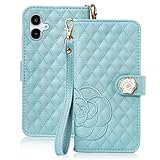 SZJAMIE Galaxy A25 5G ケース 手帳型 SC-53F SCG33 スマホケース 薔薇と山茶花刺繍 ギャラクシーA25 手帳型ケース 花柄 おしゃれ 可愛い 女性向け 手触り柔らかい 耐衝撃 スタンド カード収納 財布型 全面保護 ストラップホール＆ハンドストラップ付き プレゼントに最適 (Galaxy A25 5G (SC-53F/SCG33)対応, ブルー)