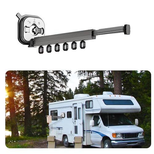 luolety Étendoir à vêtements portable pour camping-car, support à vêtements polyvalent en aluminium pour échelle de camping-car, économiseur d'espace d'échelle de camping-car pour bateaux, camping-car
