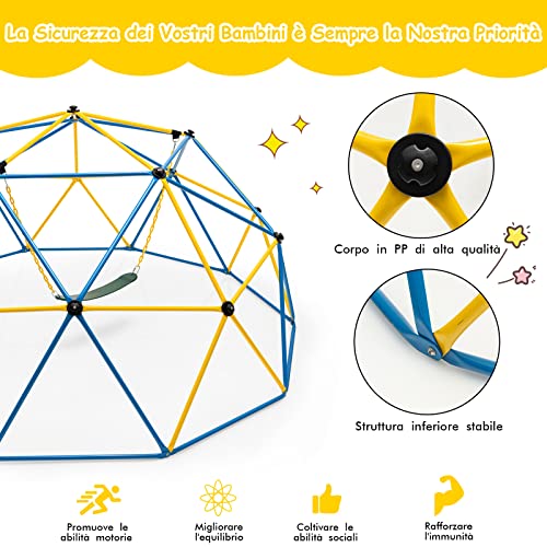 COSTWAY Cupola di Arrampicata con Altalena
