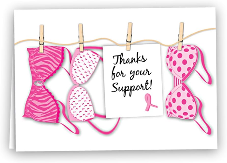 Fundraising For A Cause 12 Pink Ribbon Note Cards - Breast Cancer Thank You Cards with Envelopes
