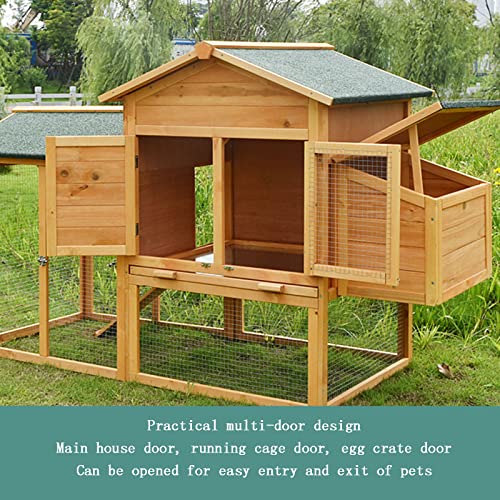 KKVV 66-Zoll-Holz-Geflügelkäfig, großer wasserdichter Kaninchenstall Hühnerstall, Outdoor-Hasenkäfig-Haustierhaus mit… – Bild 5