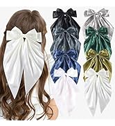 8 pcs Hair Bows for Women Big Bow Hair Clips for Girls Silky Satin Hair Bow Clips Oversized Green...
