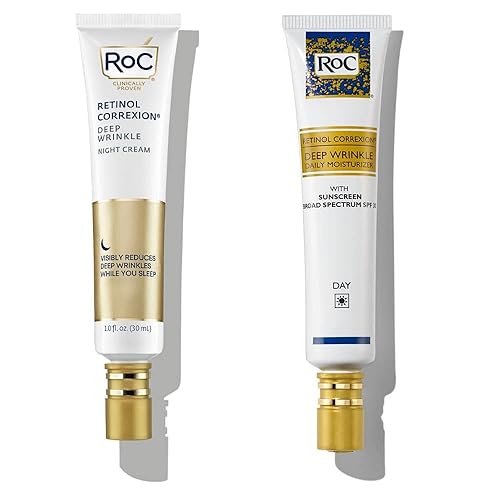 RoC Retinol Correxion - Paquete de cuidado de la piel hidratante facial con arrugas profundas crema de noche con retinol Correxion y crema de día