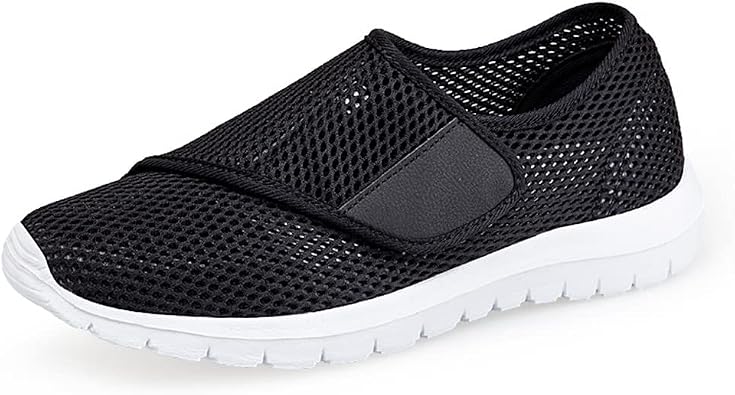 LEADER SHOW Mens Casual Comfort Walking Shoes Ultralight Flats Non-Slip Hook & Loop Fashion Sneakers