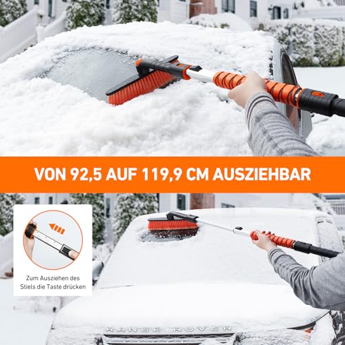 Schneebesen und Eiskratzer für Auto mit 120 cm ausziehbarem Griff