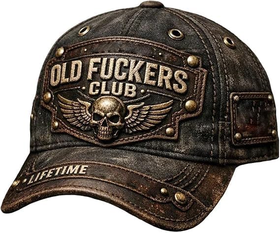 Old Fuckers Club – Vintage Baseball Cap, Premium Embroidered Adjustable Distressed Hat, Retro Style Funny Baseball Cap for Men Women Black