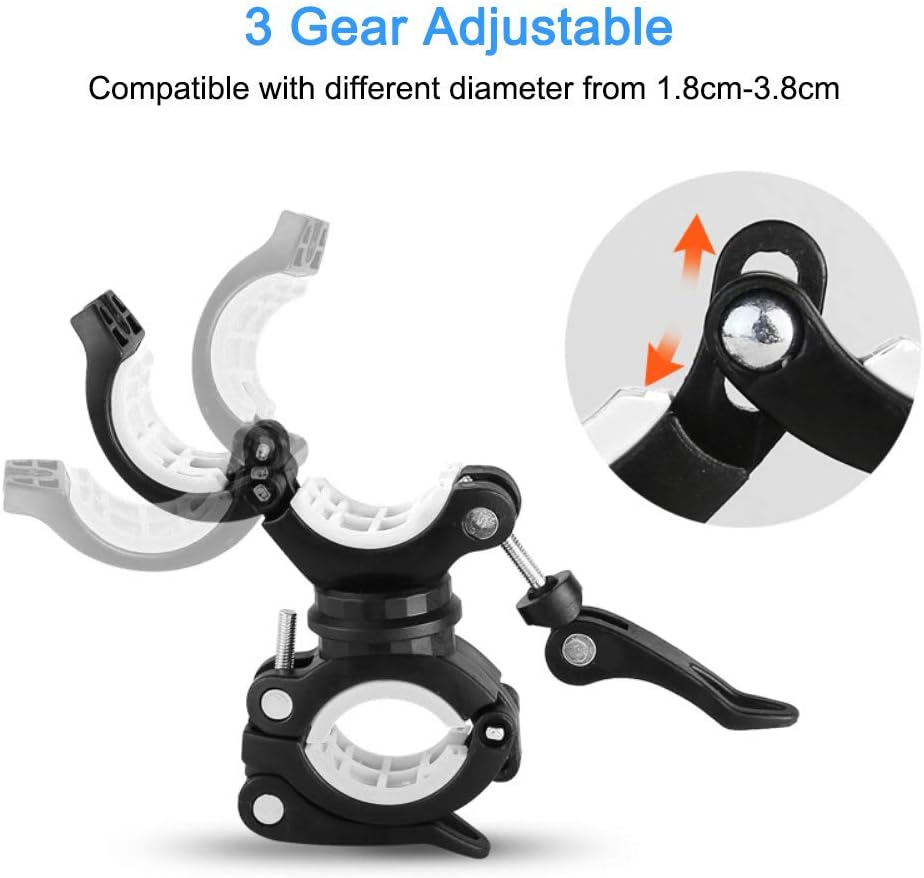 COSOOS 2 Pack Flashlight Mount Holder, Universal Bicycle Led Light Mounting Holder 360° Rotation Clip Clamp for Flashlight, Cycling, Riding