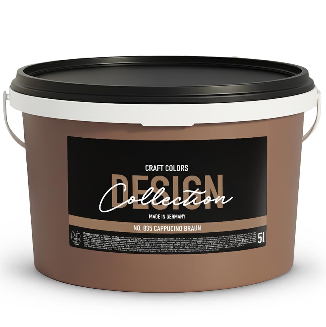 Craft Colors® 5L hochwertige Wandfarbe edelmatt, Kreidefarbe made in Germany, DESIGN Collection No. 835 Cappucino Braun
