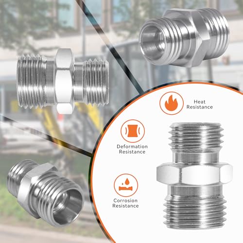 Image of 4 Pcs M14 to M16 Carbon Steel Fittings Adapters 115757 | Hydraulic Attachment Fittings, Converter for Mini Excavators Connector | Compatible with AGT, TPM, VICSEC, FFIndustries, Miva, Machpro
