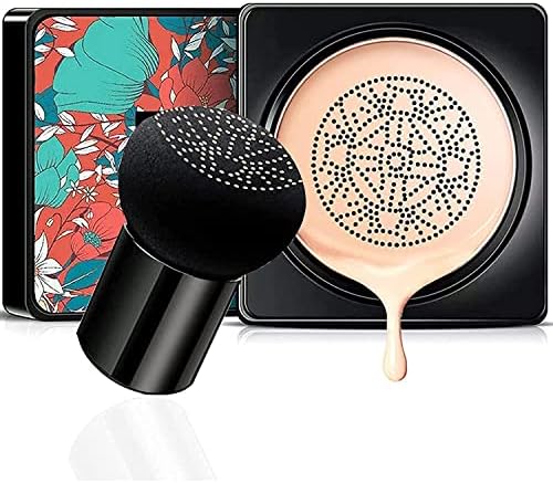 MYSHELL Mushroom Head Air Cushion CC Cream Foundation, Concealer Lasting Nude Makeup Moisturizing Pigment CC Liquid Foundation, Even Skin Tone Makeup Base Primer, (Natural)
