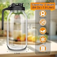 64oz Mason Jar Pitcher, Airtight & Leakproof Glass Pitcher with Lid — image 2