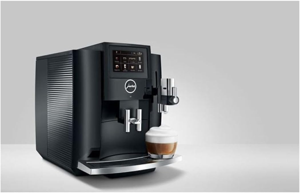 Jura S8 Automatic Coffee and Espresso Machine with 4.3-Inch Touchscreen Color Display, Automatic Filter Detection, and Programmable Coffee Strength (Piano Black, Renewed)