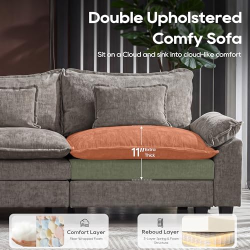 Image of URRED Oversized Modular Sectional Sofa,Gray:122 inch L Shaped