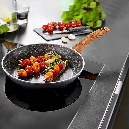 Foto von STONELINE Back to Nature Bratpfanne 28 cm, Made in Germany, antihaft beschichtete Pfanne mit echten Steinpartikeln, alle Herdarten inkl. Induktion, fettfreies Braten