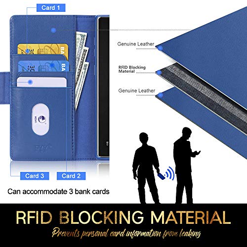 Capa de Celular FYY, Bloqueio RFID, Suporte, Compartimentos para Cartão, Couro, Compatível com Samsu