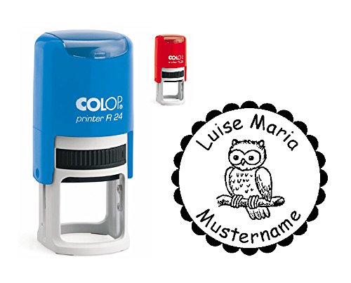 Stempel Kinderstempel EULE vintage 03 - mit persönlichem Namen und Motiv - für Kinder