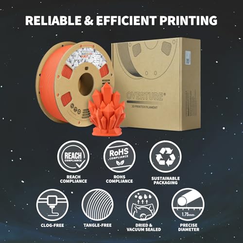 Image of OVERTURE Rock PLA Filament 1.75mm, Marble PLA 3D Printer Filament 1kg Spool (2.2lbs), Dimensional Accuracy + /- 0.02 mm, Fit Most FDM Printer (Mars Red)
