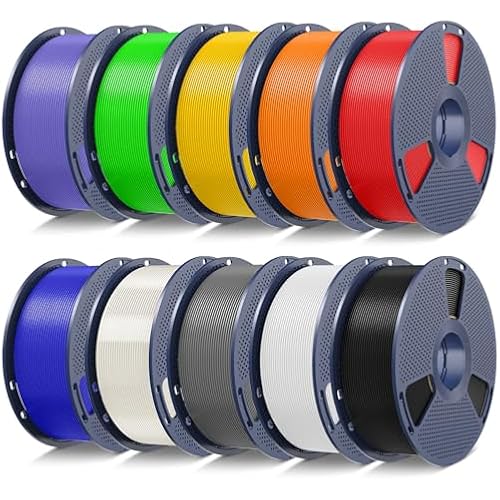 SUNLU PLA 3D Printer Filament, Multicolor, 10-Pack, 10KG Total