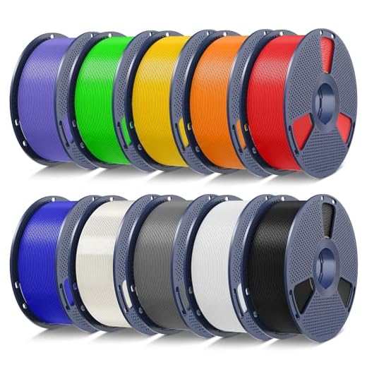 SUNLU 10kg PLA 3D Printer Filament Bundle,Neatly Wound PLA Filament 1.75mm ±0.02mm, 1kg per Spool,10 Pack,Black+White+Grey+Red+Klein Blue+Green+Vivid Yellow+Sunny Orange+Lavender Purple+Transparent