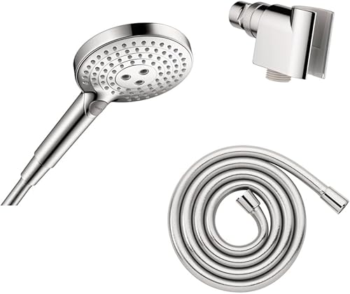 hansgrohe Raindance Select S 04913000 - Juego de cabezal de ducha de mano ajustable de 5 pulgadas, moderno, 3 pulverizadores para lluvia, completo y