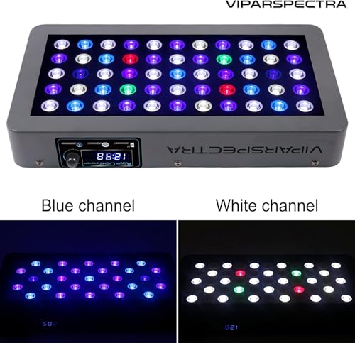 VIPARSPECTRA 165W LED Aquarium Light Dimmable Full Spectrum LED Reef Lights for Coral Saltwater Fish Tank, Remote/Timer Control, LED Lamps Programmable Auto On/Off, Dual Channel Brightness 0-100% - Image 3