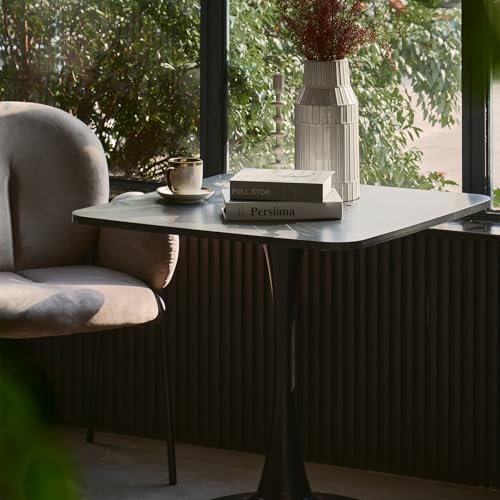 Image of Square Modern Dinning Table 30 inches for 2-4 Bistro Tulip Table with Faux Marble top,Easy Assemble,no Wobble,Stable Sturdy Metal Frame Diameter 30in*H28.74in