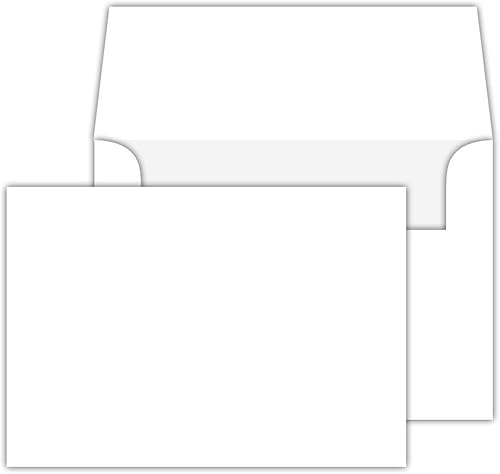 Tarjetas planas y sobres, hechas de cartulina gruesa blanca brillante, 5 x 7 pulgadas (A7), 50 tarjetas y sobres por paquete, no es una tarjeta
