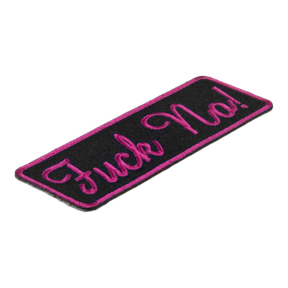 Fuck No Pink & Black Embroidered Patch, Ladies Patches